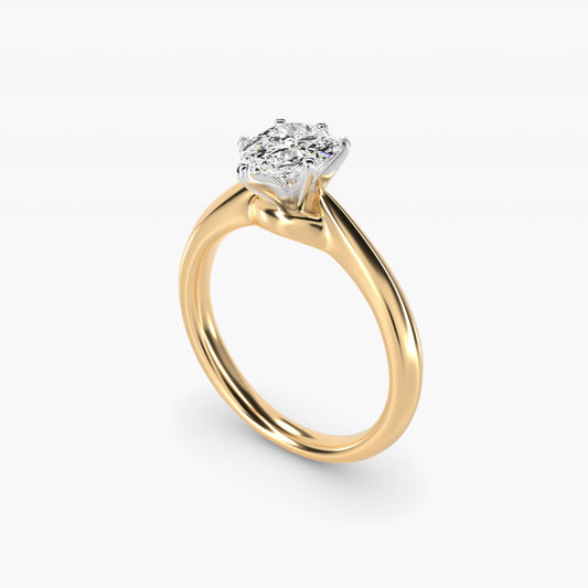 Knife-Edge Solitaire Engagement Ring in 14k Yellow Gold By Zac Zac Posen - Pear Center