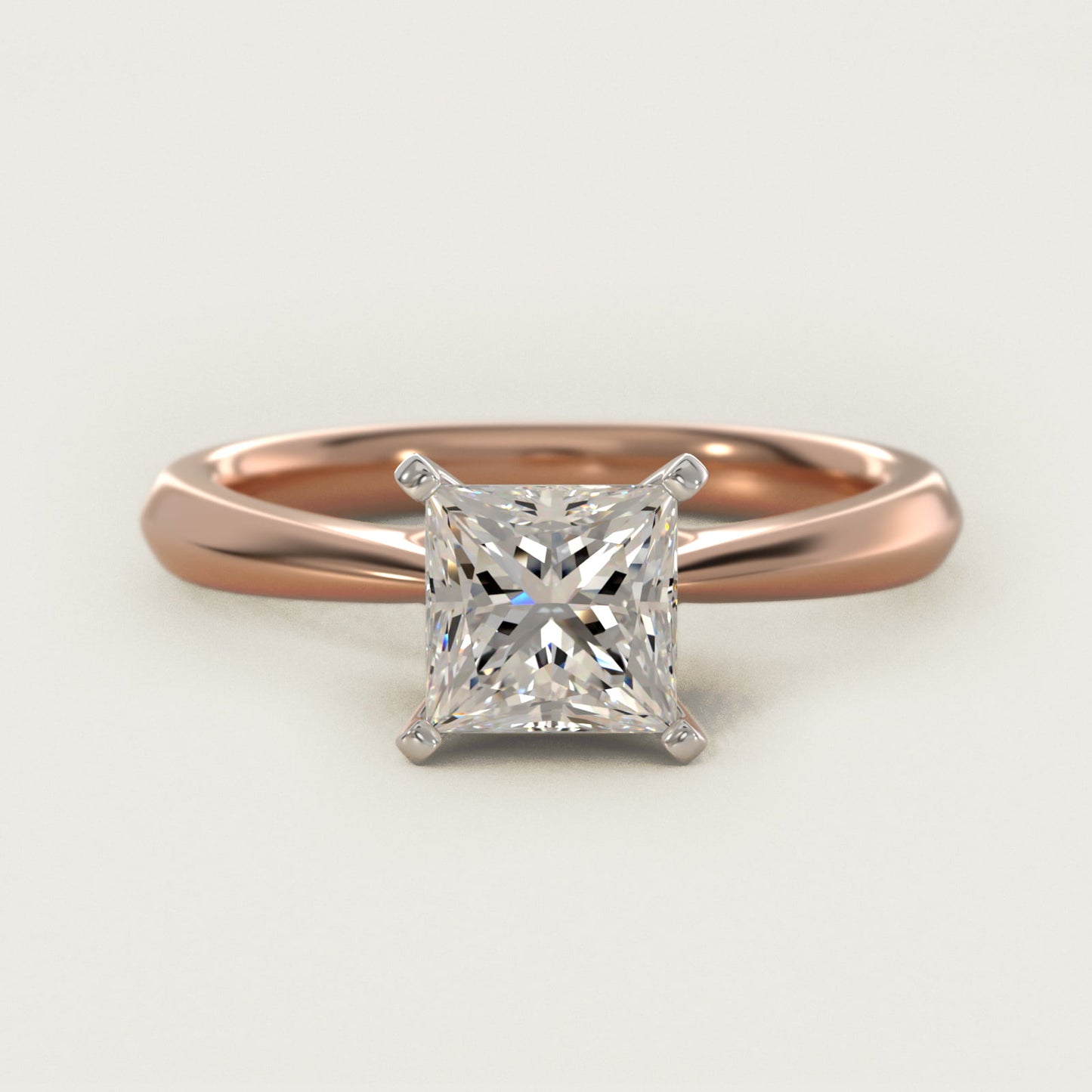 Knife-Edge Solitaire Engagement Ring in 14k Rose Gold By Zac Zac Posen - Princess Center