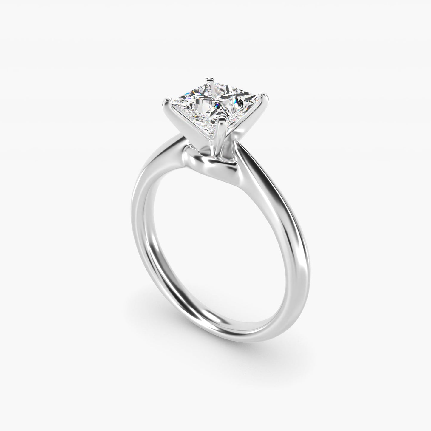 Knife-Edge Solitaire Engagement Ring in 18k White Gold By Zac Zac Posen - Princess Center
