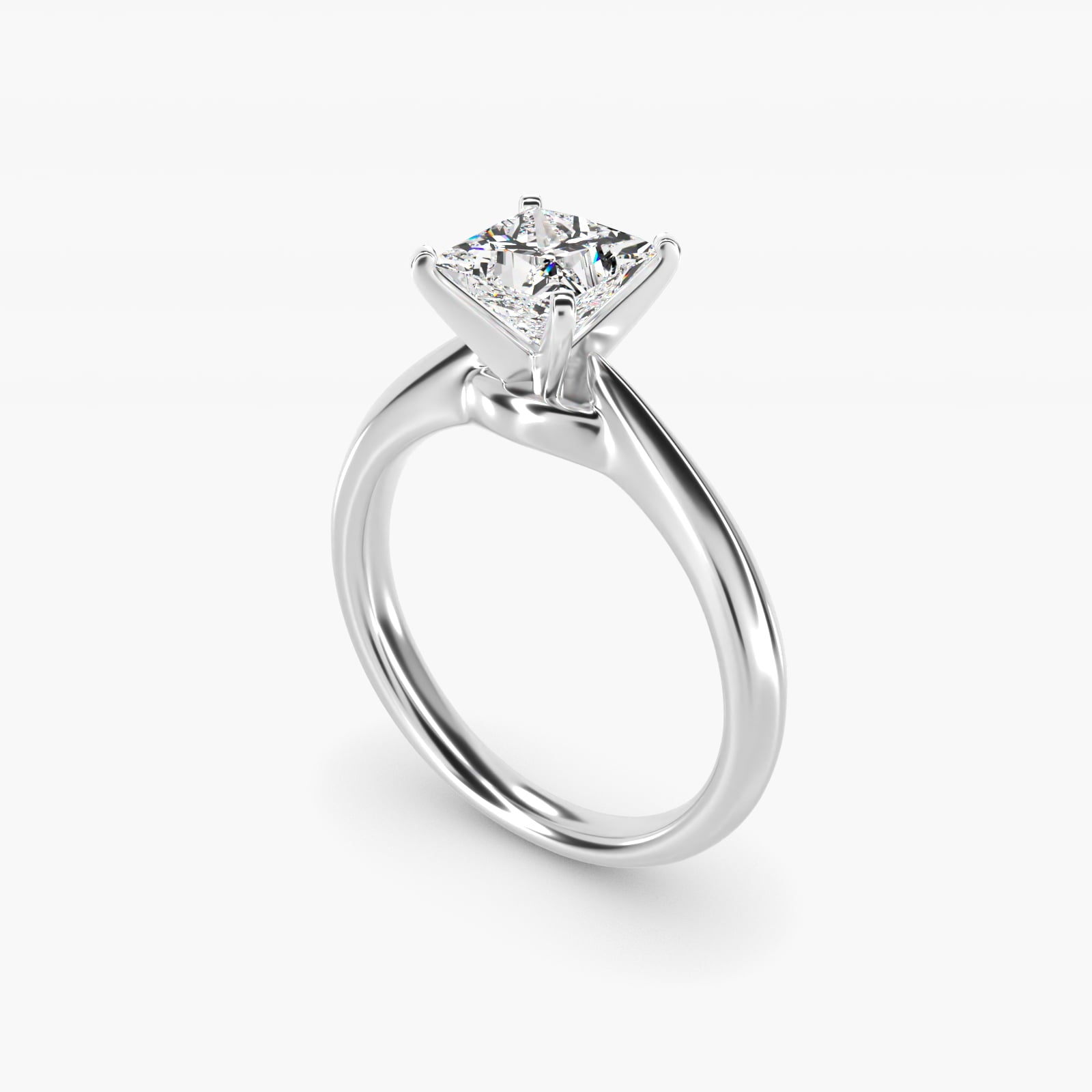 Knife-Edge Solitaire Engagement Ring in 18k White Gold By Zac Zac Posen - Princess Center