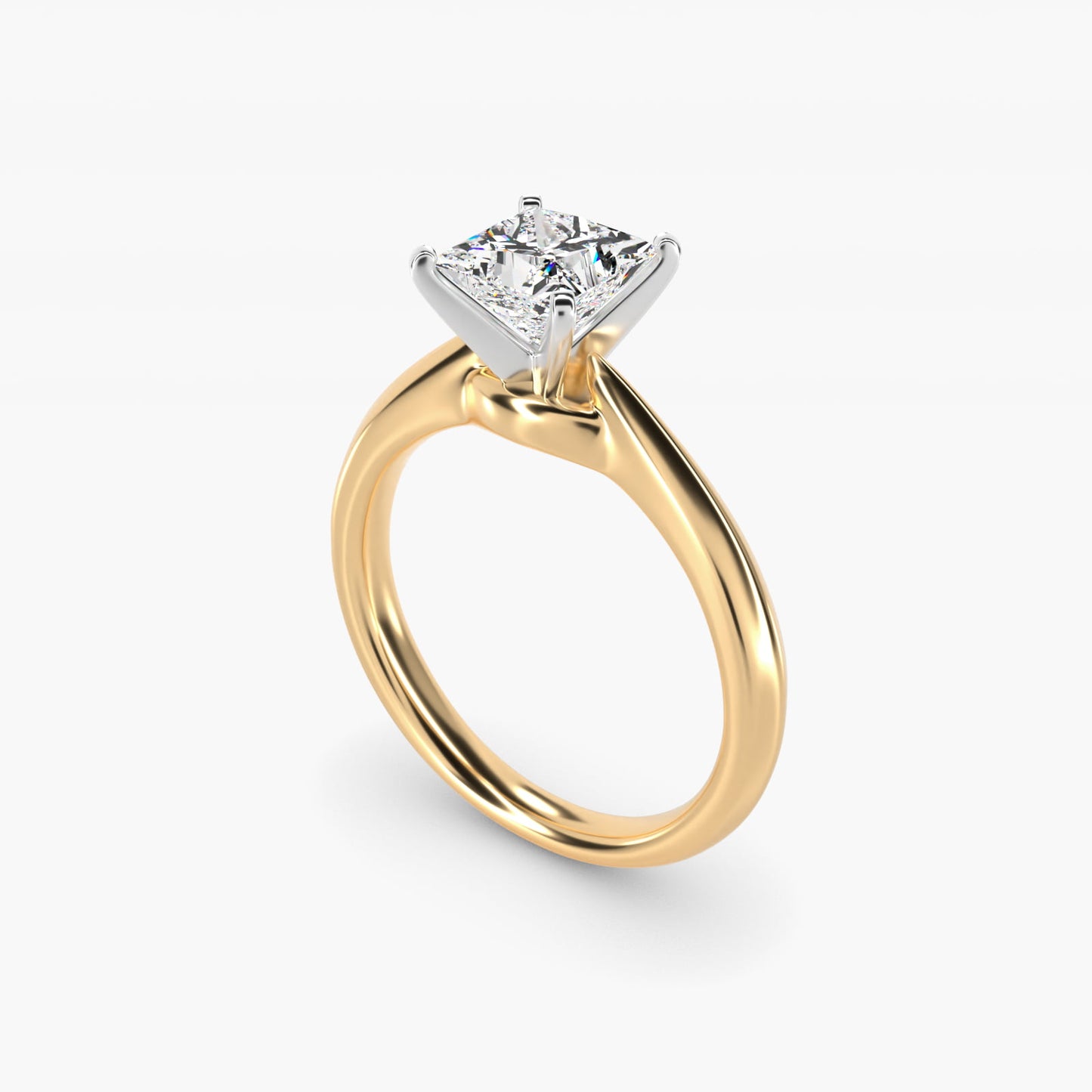 Knife-Edge Solitaire Engagement Ring in 14k Yellow Gold By Zac Zac Posen - Princess Center