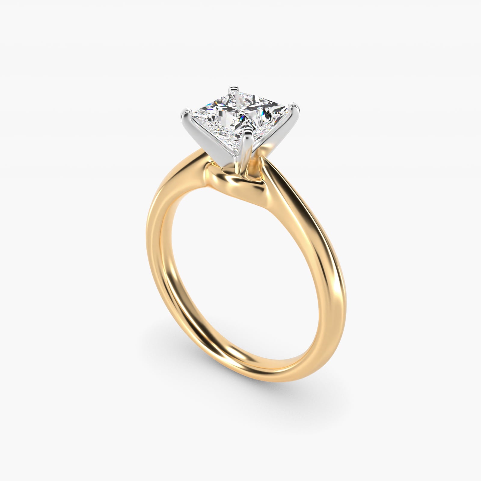 Knife-Edge Solitaire Engagement Ring in 14k Yellow Gold By Zac Zac Posen - Princess Center