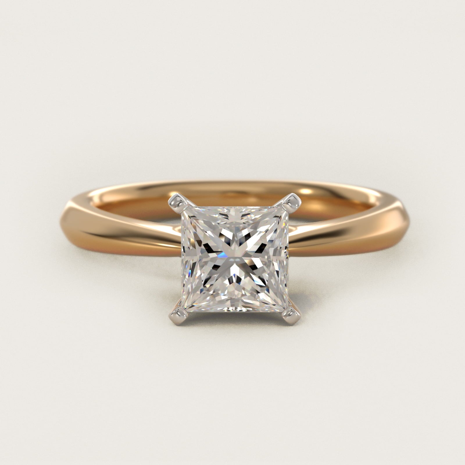 Knife-Edge Solitaire Engagement Ring in 14k Yellow Gold By Zac Zac Posen - Princess Center