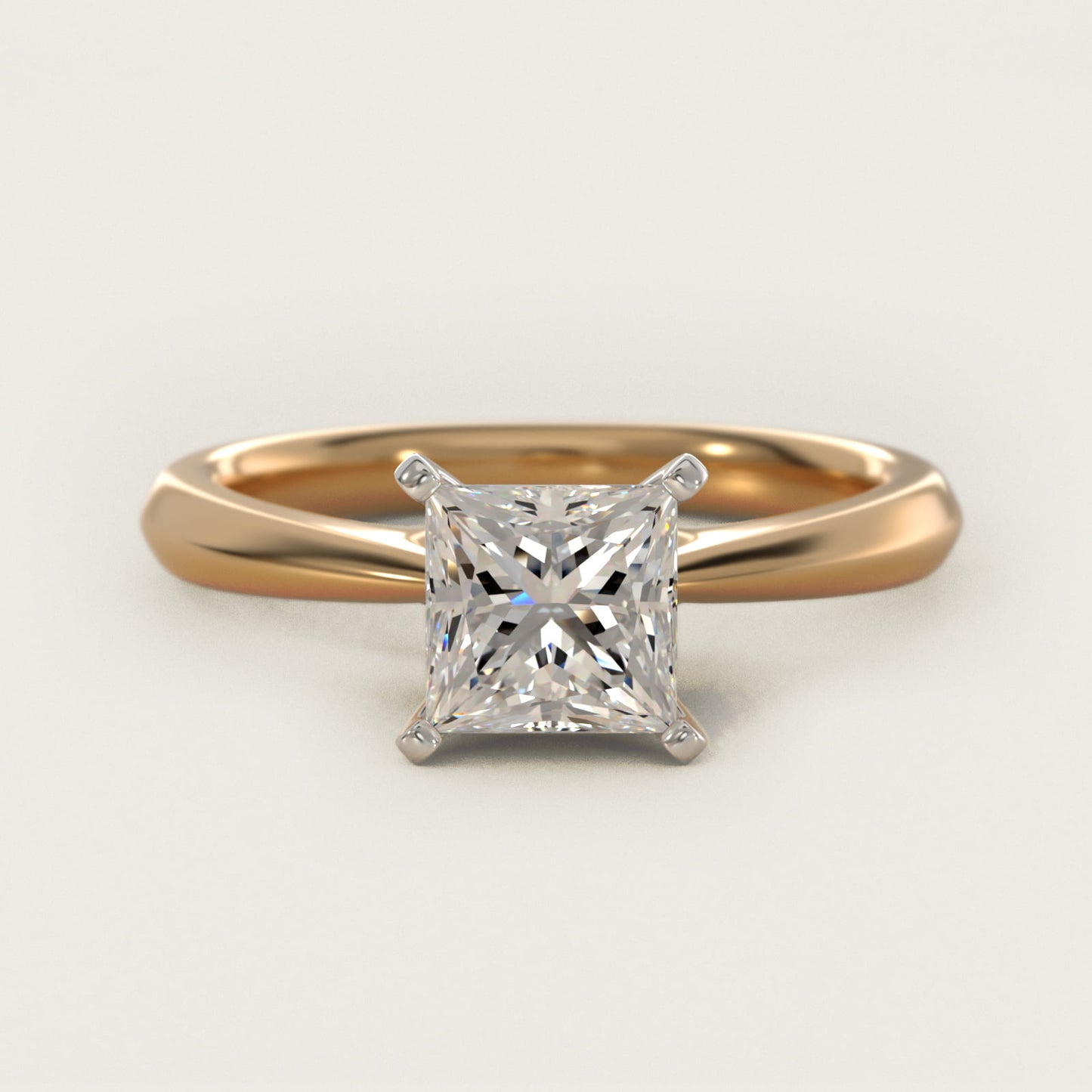 Knife-Edge Solitaire Engagement Ring in 18k Yellow Gold By Zac Zac Posen - Princess Center