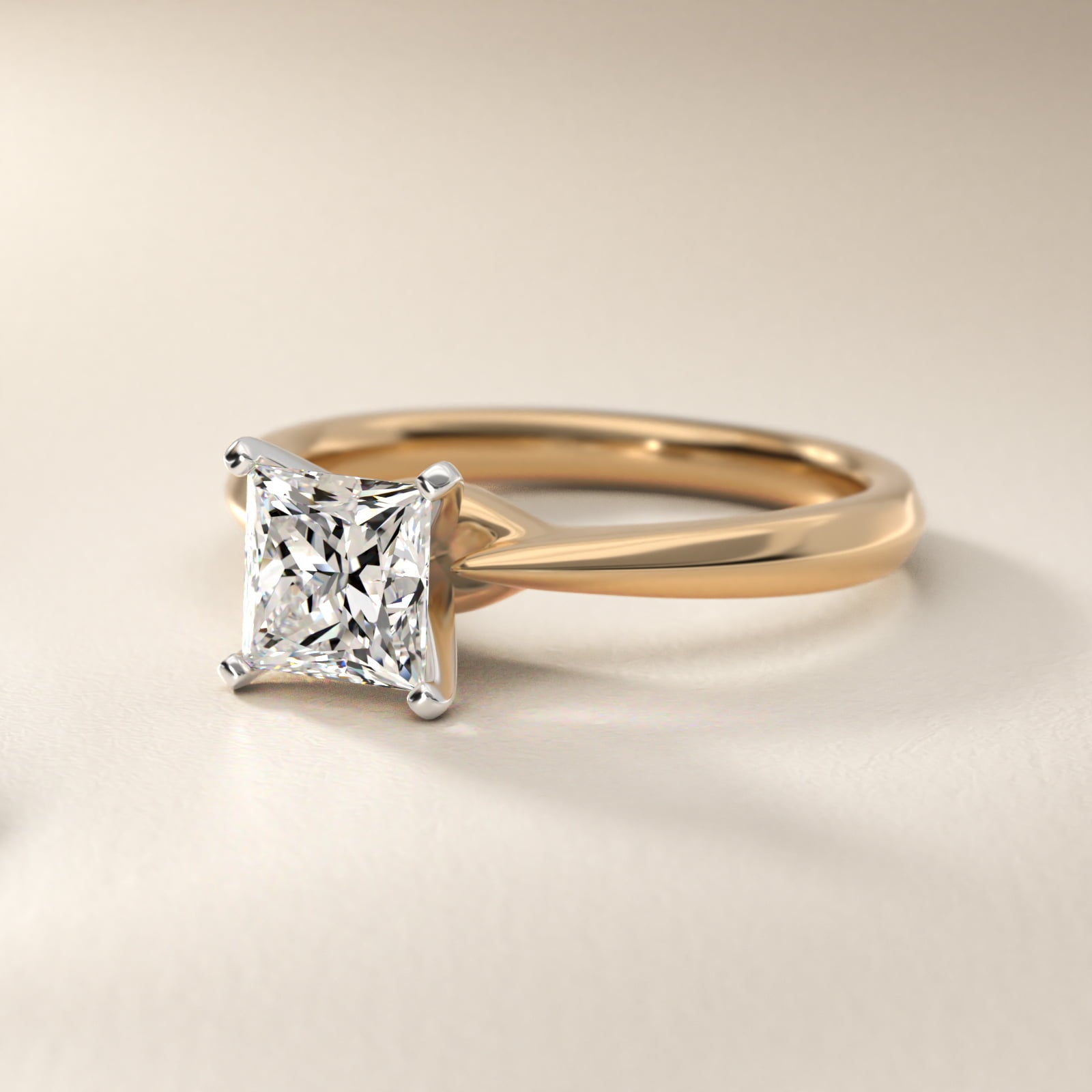 Knife-Edge Solitaire Engagement Ring in 14k Yellow Gold By Zac Zac Posen - Princess Center