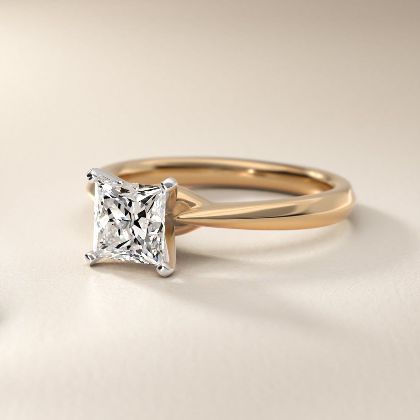 Knife-Edge Solitaire Engagement Ring in 18k Yellow Gold By Zac Zac Posen - Princess Center