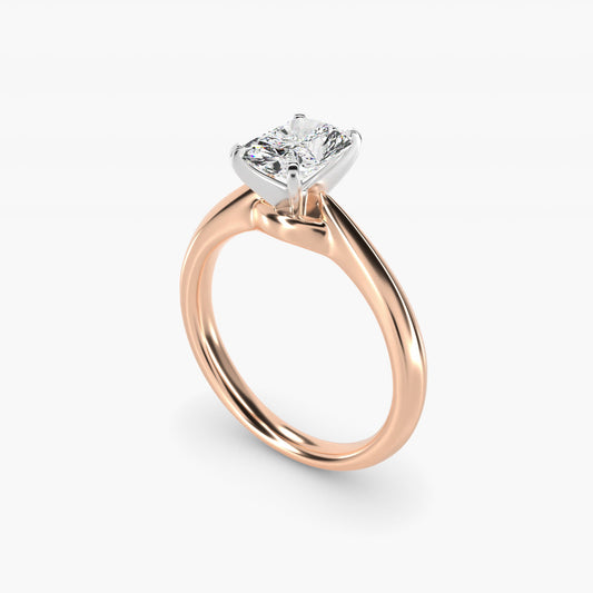 Knife-Edge Solitaire Engagement Ring in 14k Rose Gold By Zac Zac Posen - Radiant Center