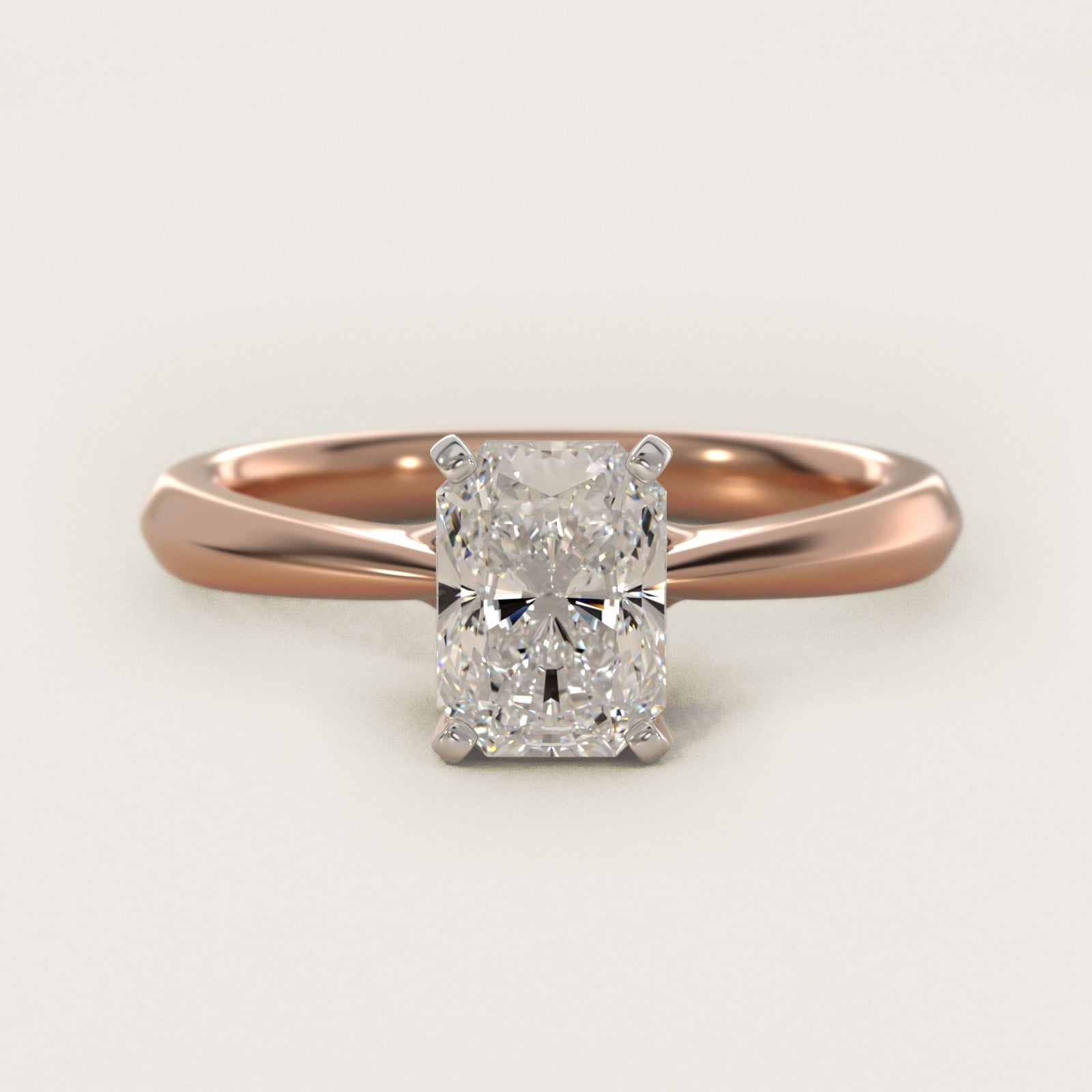 Knife-Edge Solitaire Engagement Ring in 14k Rose Gold By Zac Zac Posen - Radiant Center
