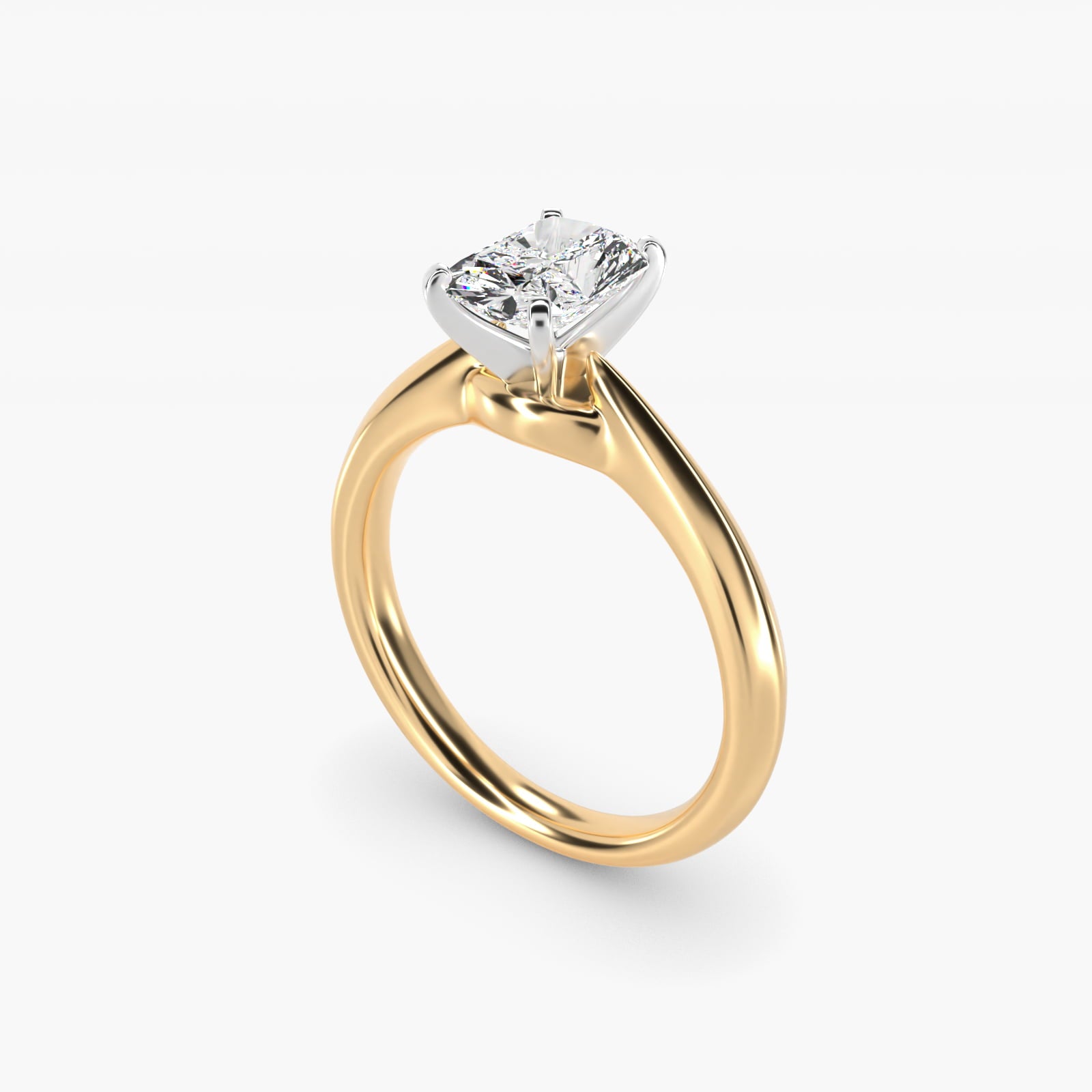 Knife-Edge Solitaire Engagement Ring in 14k Yellow Gold By Zac Zac Posen - Radiant Center