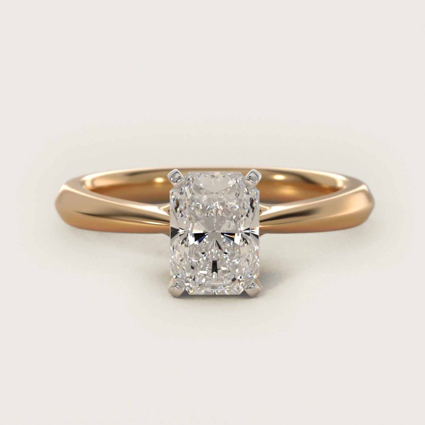 Knife-Edge Solitaire Engagement Ring in 18k Yellow Gold By Zac Zac Posen - Radiant Center