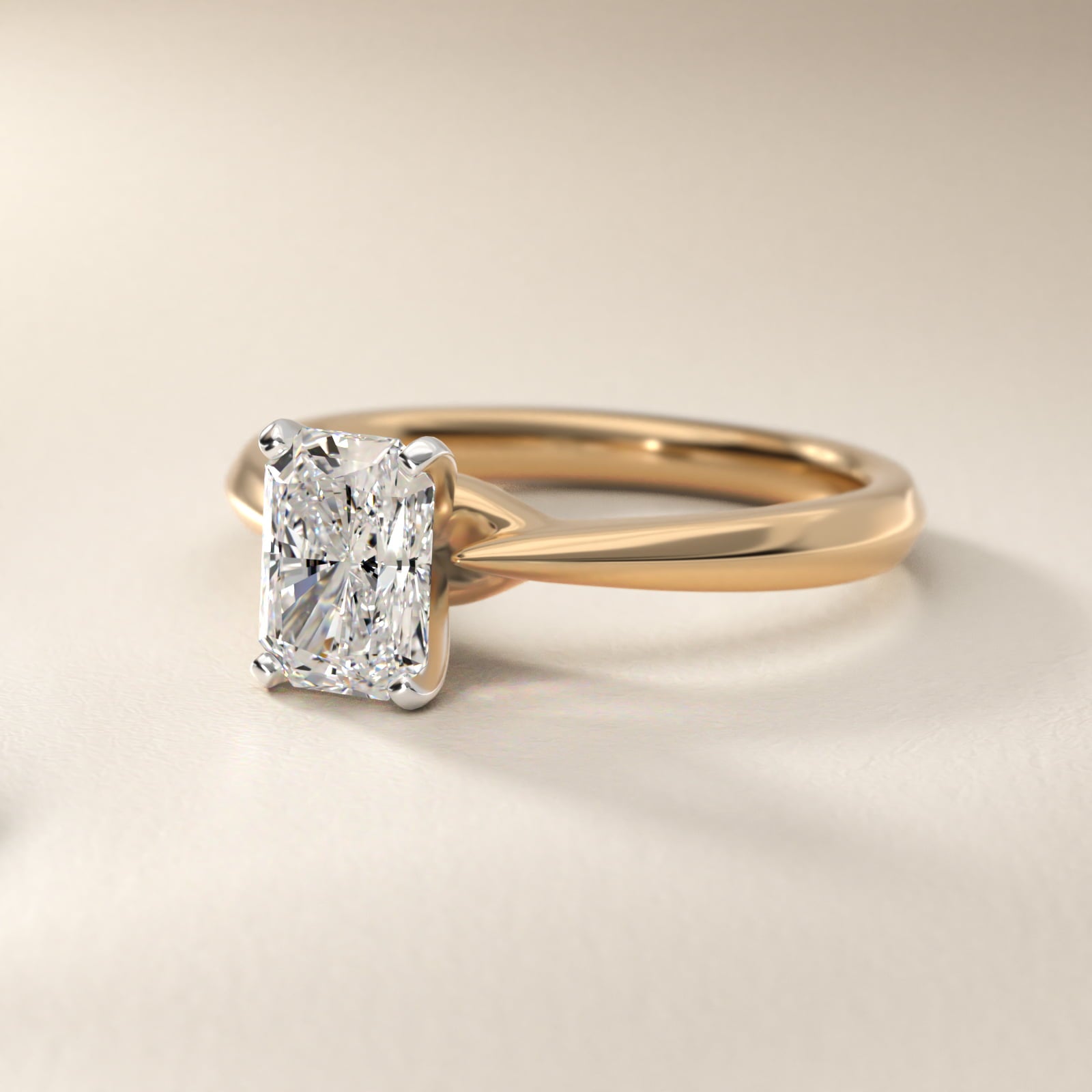 Knife-Edge Solitaire Engagement Ring in 14k Yellow Gold By Zac Zac Posen - Radiant Center