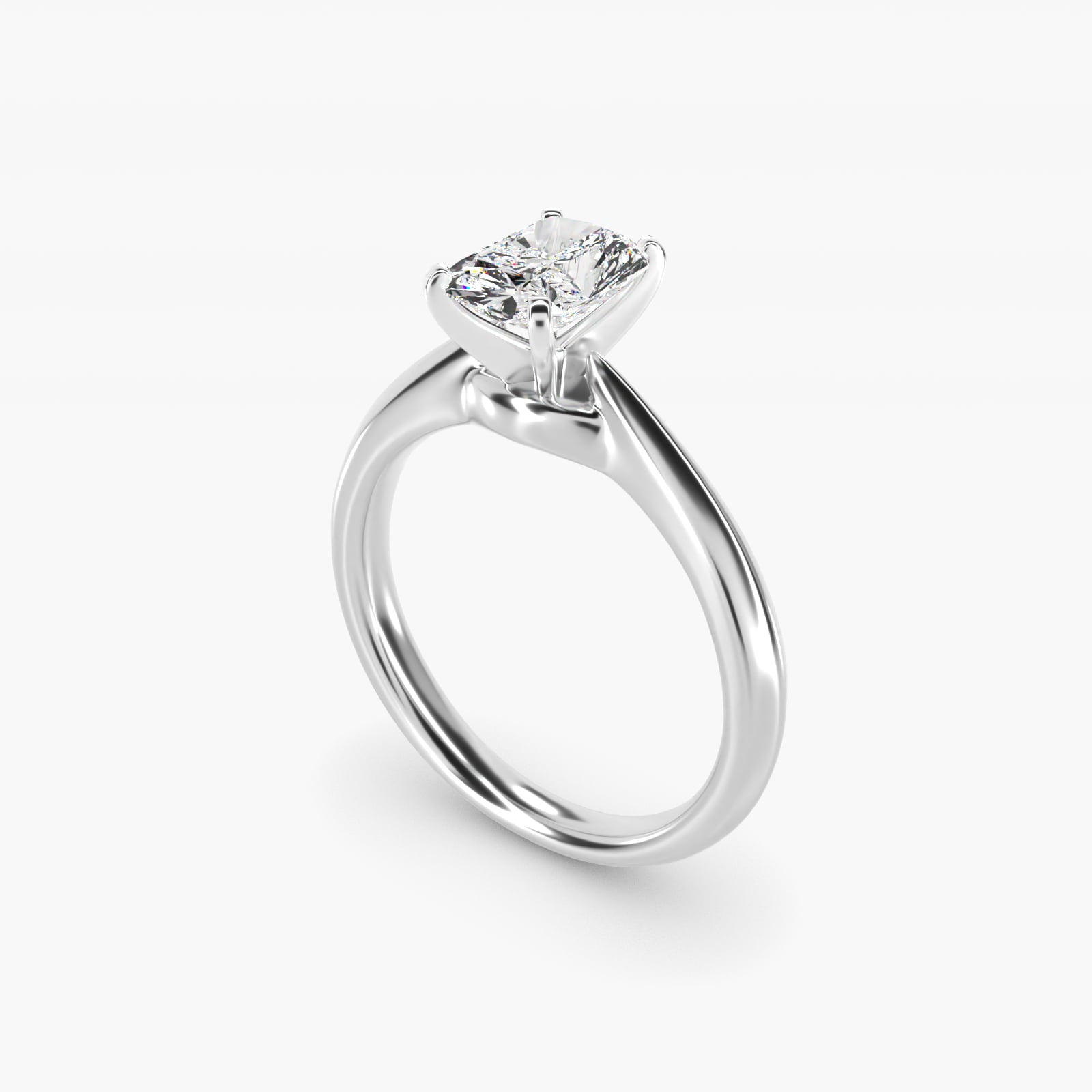 Knife-Edge Solitaire Engagement Ring in Platinum By Zac Zac Posen - Radiant Center