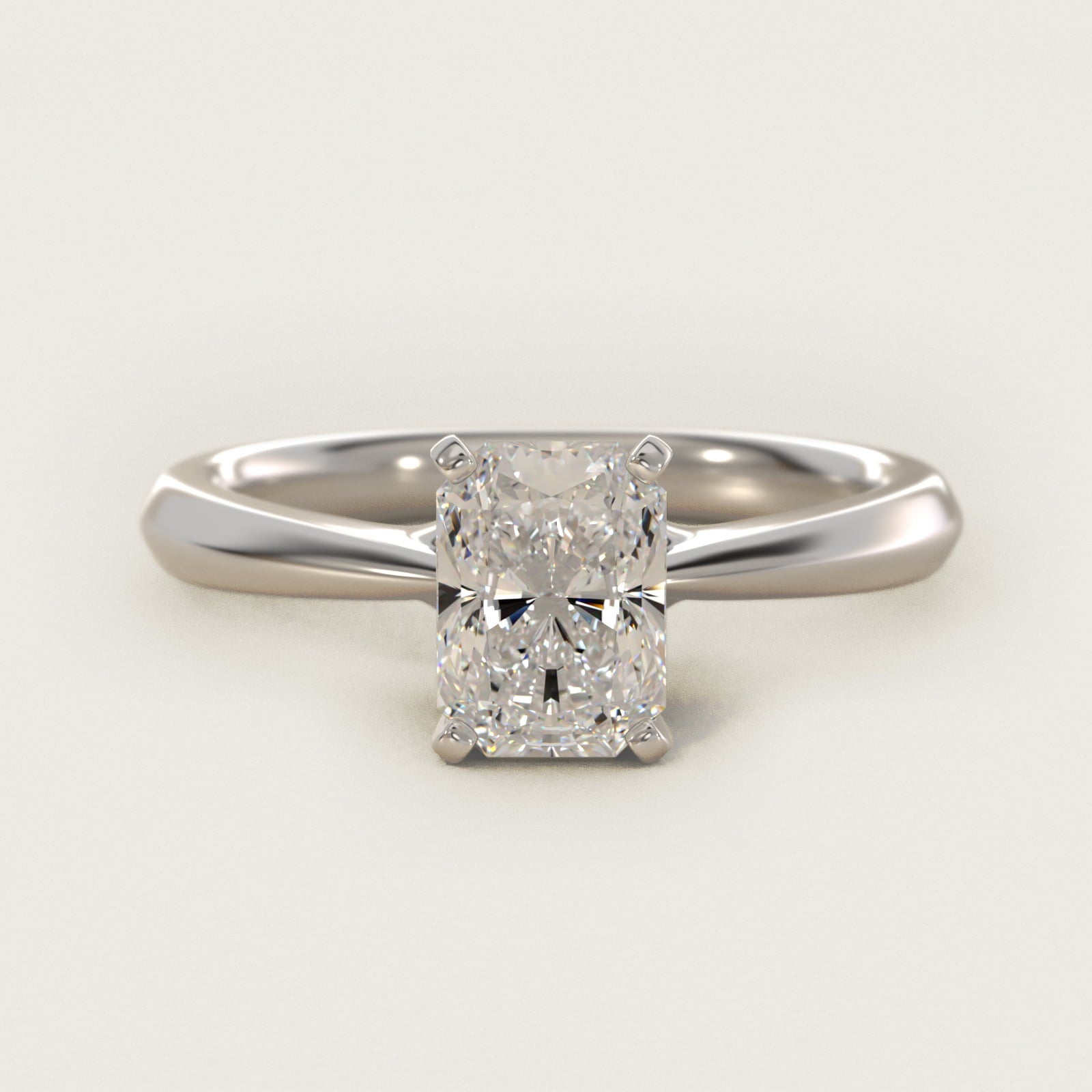 Knife-Edge Solitaire Engagement Ring in Platinum By Zac Zac Posen - Radiant Center