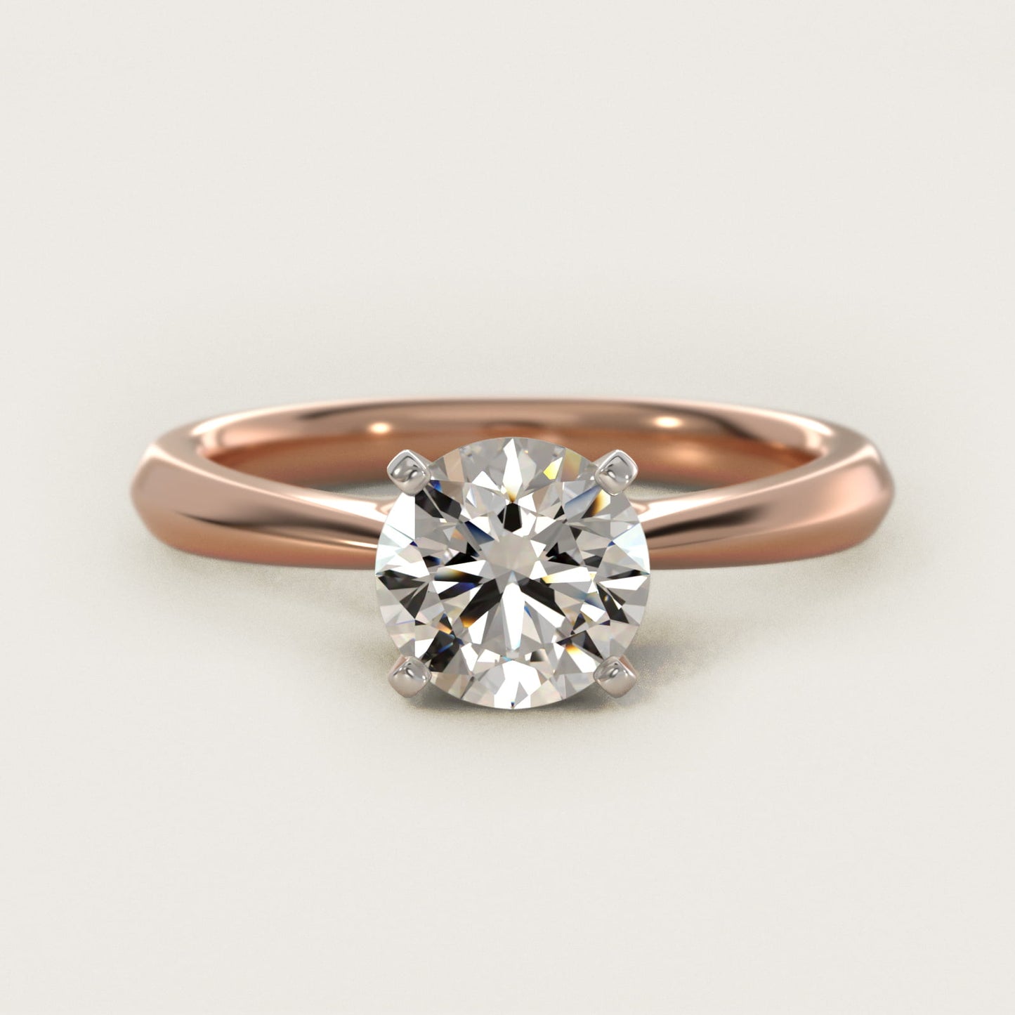 Knife-Edge Solitaire Engagement Ring in 14k Rose Gold By Zac Zac Posen - Round Center