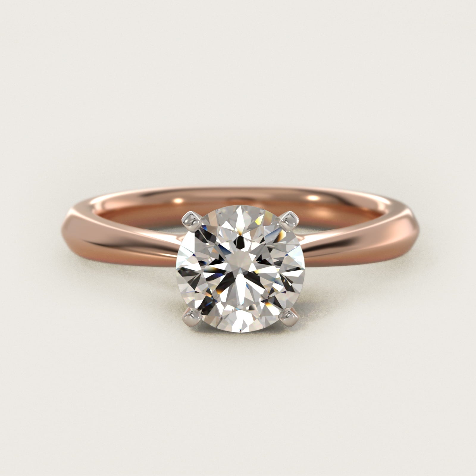 Knife-Edge Solitaire Engagement Ring in 14k Rose Gold By Zac Zac Posen - Round Center