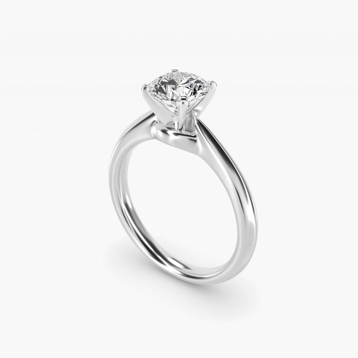 Knife-Edge Solitaire Engagement Ring in 18k White Gold By Zac Zac Posen - Round Center