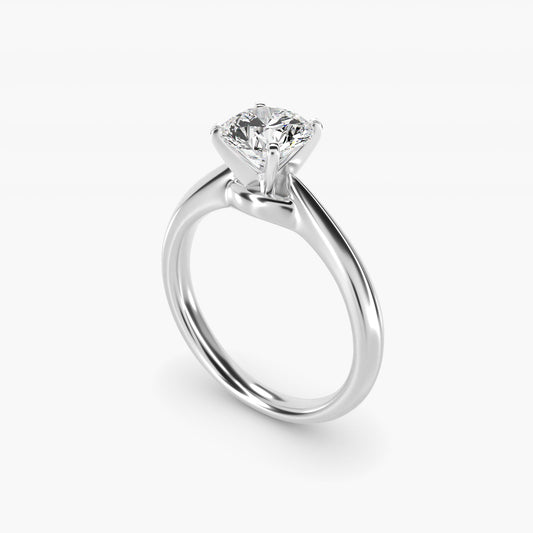 Knife-Edge Solitaire Engagement Ring in 18k White Gold By Zac Zac Posen - Round Center