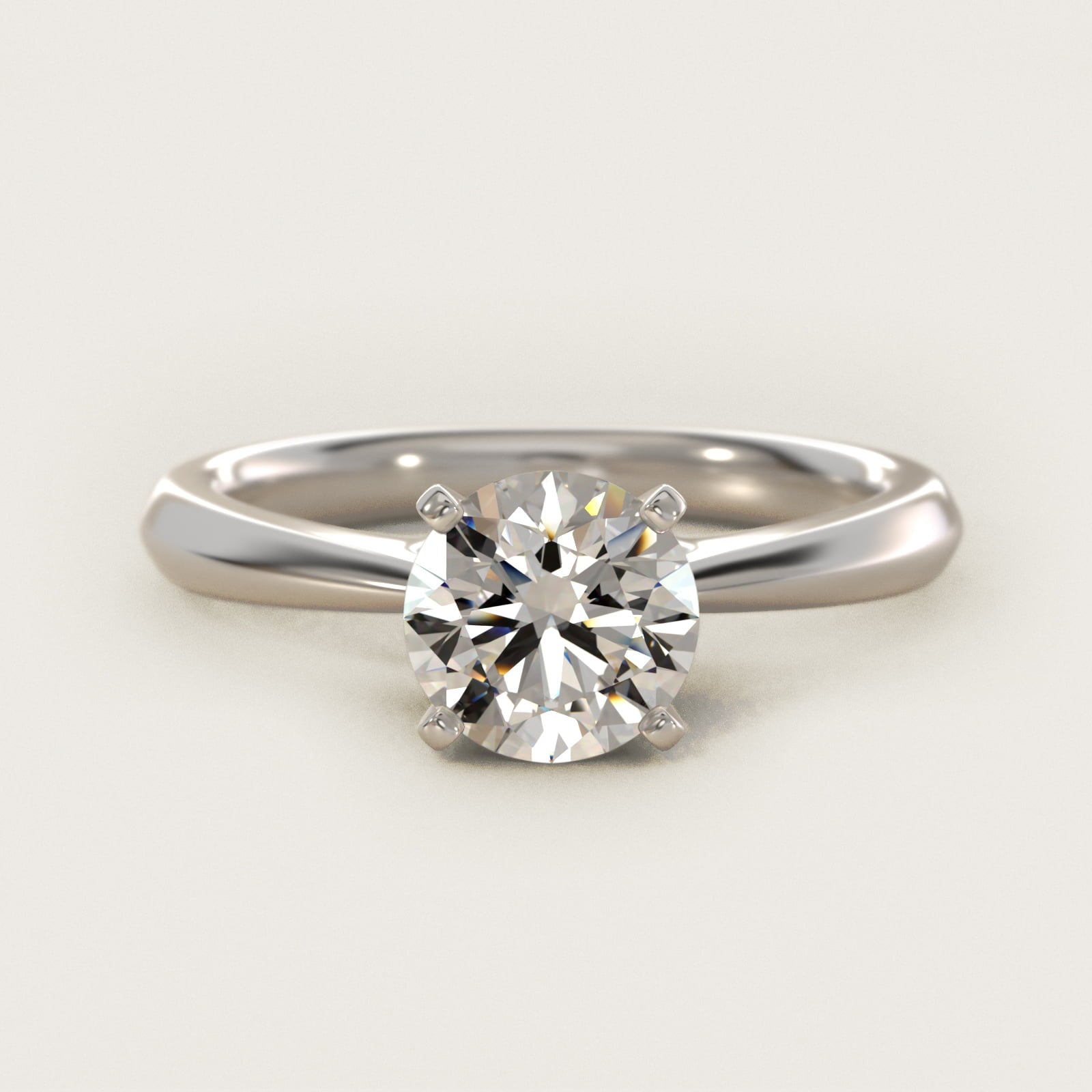Knife-Edge Solitaire Engagement Ring in 14k White Gold By Zac Zac Posen - Round Center