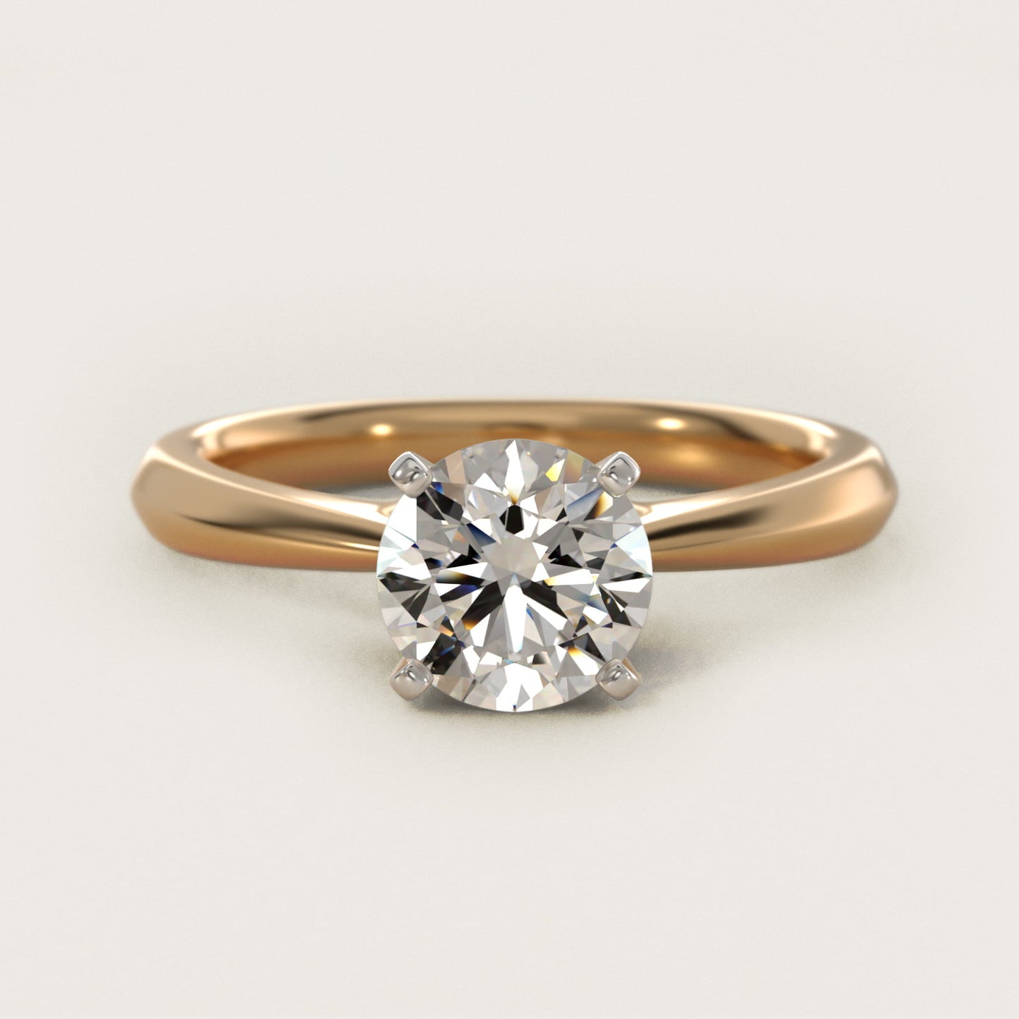 Knife-Edge Solitaire Engagement Ring in 18k Yellow Gold By Zac Zac Posen - Round Center