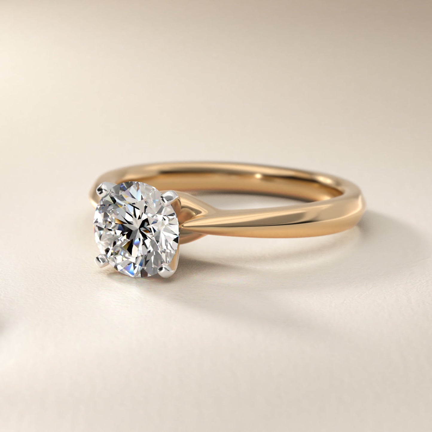 Knife-Edge Solitaire Engagement Ring in 18k Yellow Gold By Zac Zac Posen - Round Center