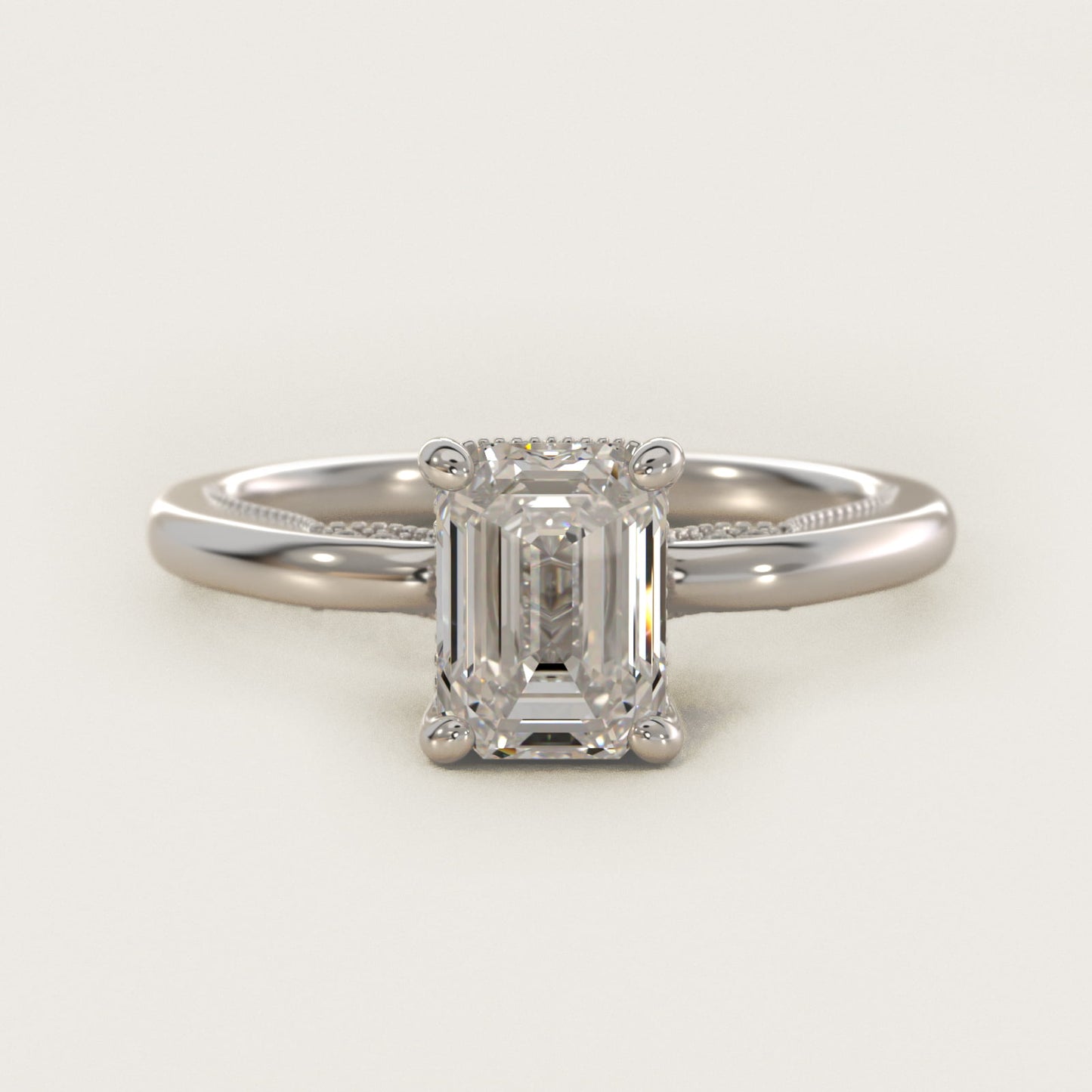 Lace Bridge Solitaire Plus Hidden Halo Diamond Engagement Ring in Platinum (1/5 ct. tw.) - Emerald Center