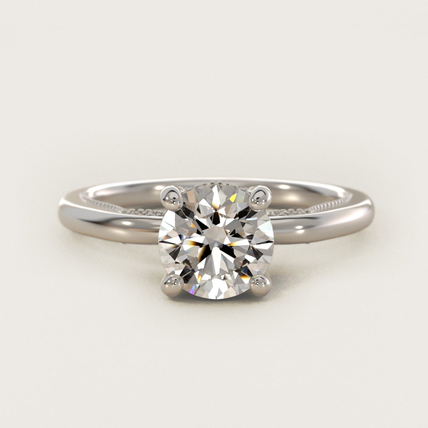 Lace Bridge Solitaire Plus Hidden Halo Diamond Engagement Ring in Platinum (1/5 ct. tw.) - Round Center