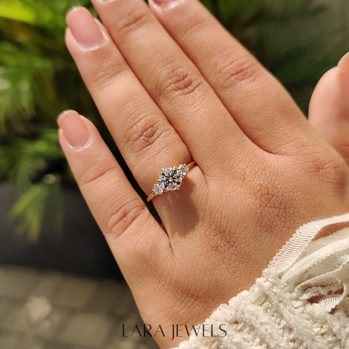 Lab grown round engagement ring in Rose Gold, available in Silver. IGI certified, ethically sourced, handcrafted at Lara Jewels.
