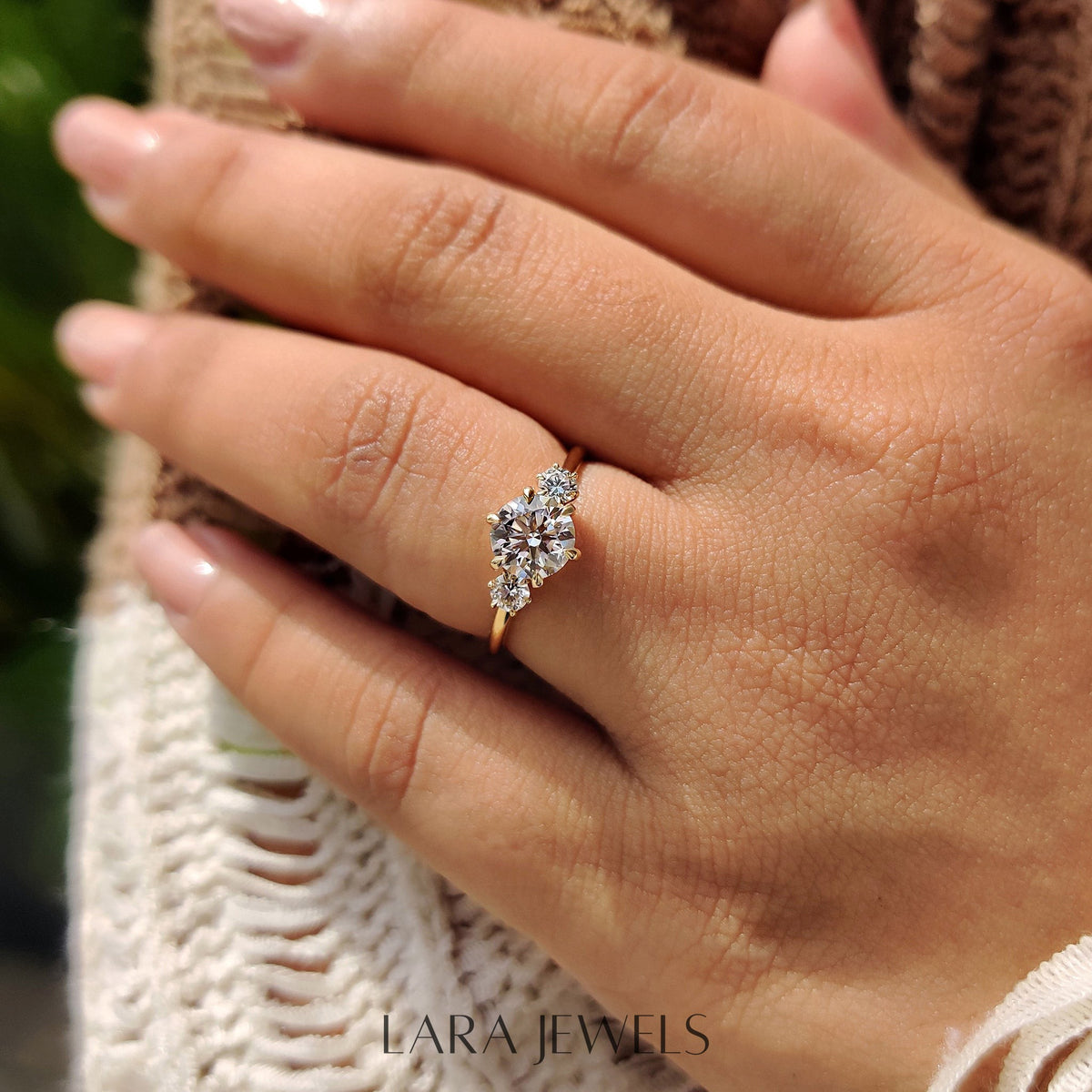 Lab grown round engagement ring in Rose Gold, available in Silver. IGI certified, ethically sourced, handcrafted at Lara Jewels.