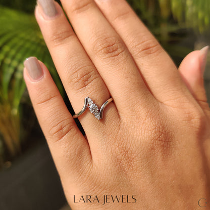 Lab grown round engagement ring in Round And Pear Diamond, available in Silver. IGI certified, ethically sourced, handcrafted at Lara Jewels.
