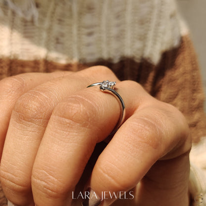 Lab grown round engagement ring in Round And Pear Diamond, available in Silver. IGI certified, ethically sourced, handcrafted at Lara Jewels.