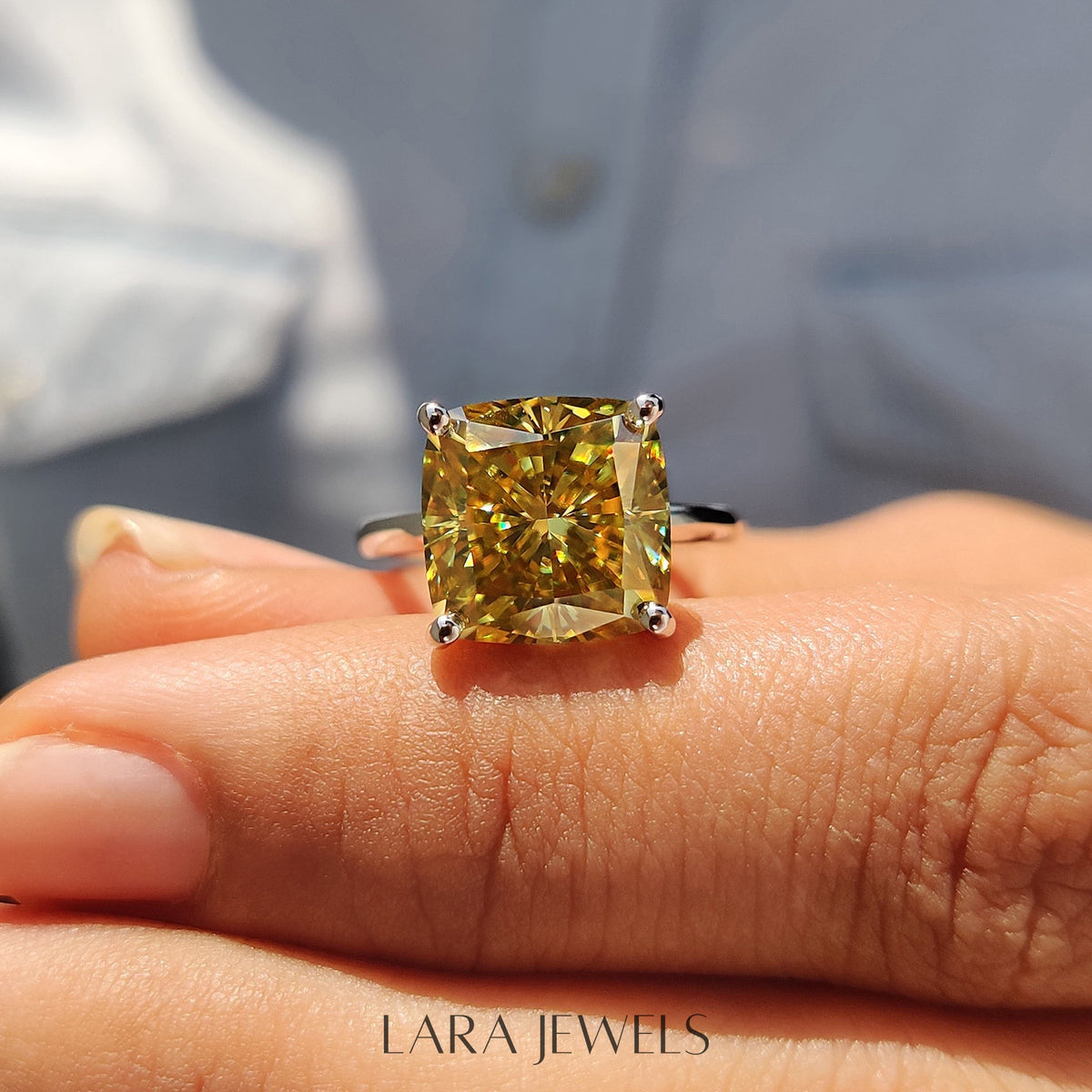 Lab grown round engagement ring in Round Prong Setting, available in Silver. IGI certified, ethically sourced, handcrafted at Lara Jewels.