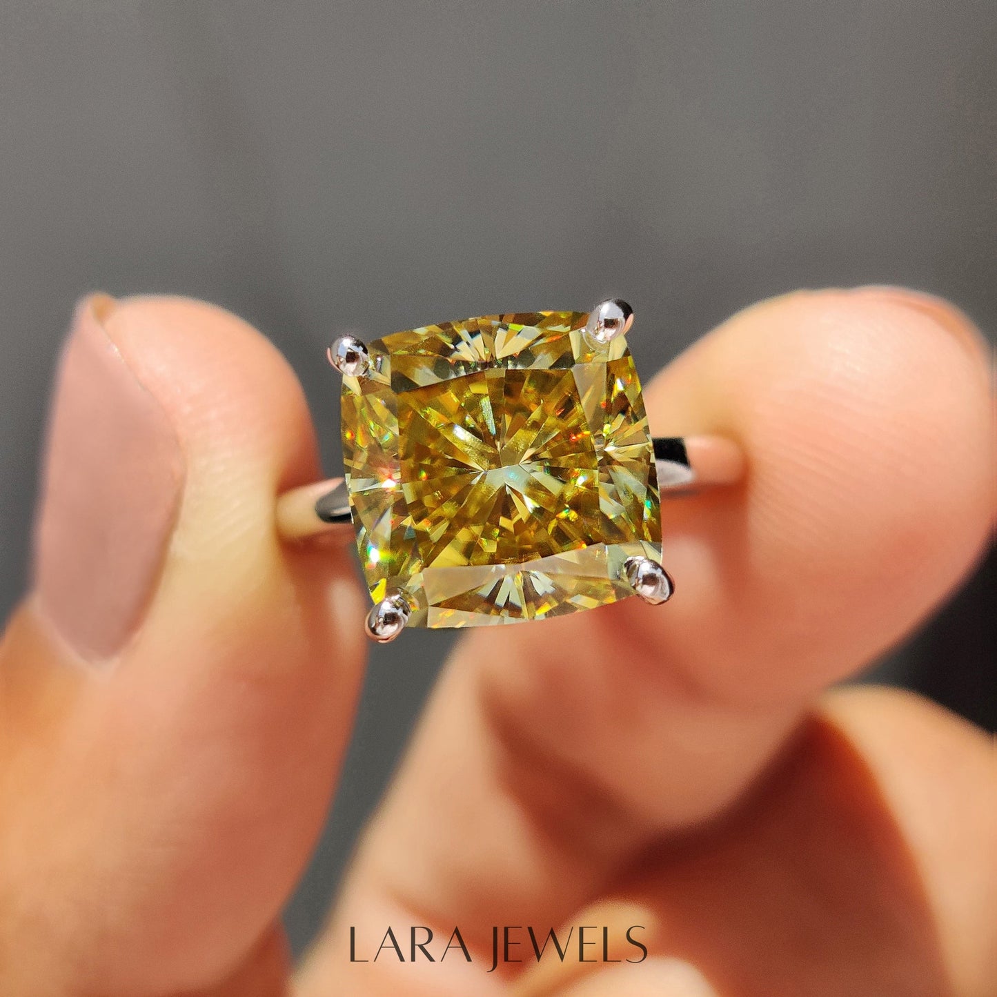 Lab grown round engagement ring in Round Prong Setting, available in Silver. IGI certified, ethically sourced, handcrafted at Lara Jewels.