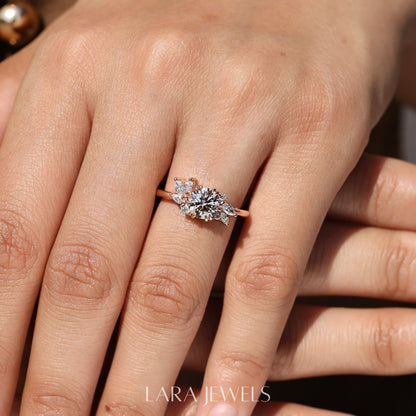 Lab grown round engagement ring in Lara Jewels setting, available in Silver. IGI certified, ethically sourced, handcrafted at Lara Jewels.