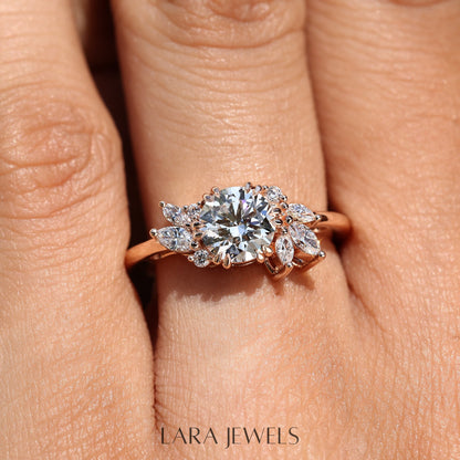 Lab grown round engagement ring in Lara Jewels setting, available in Silver. IGI certified, ethically sourced, handcrafted at Lara Jewels.