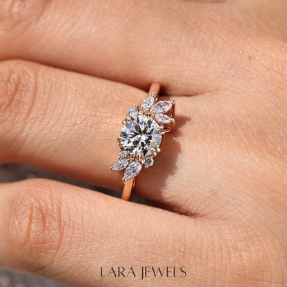 Lab grown round engagement ring in Lara Jewels setting, available in Silver. IGI certified, ethically sourced, handcrafted at Lara Jewels.