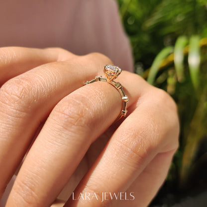 Lab grown cushion engagement ring in Lara Jewels setting, available in Silver. IGI certified, ethically sourced, handcrafted at Lara Jewels.