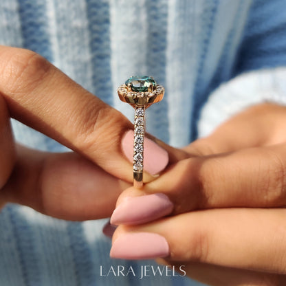 Lab grown round engagement ring in Lara Jewels setting, available in Silver. IGI certified, ethically sourced, handcrafted at Lara Jewels.