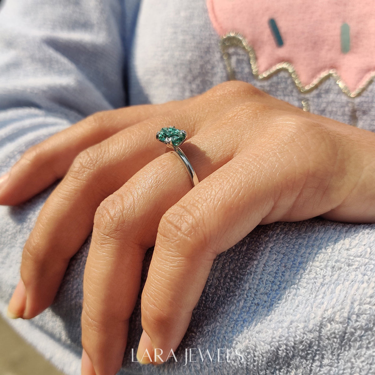 Lab grown marquise engagement ring in Solitaire Style, available in Silver. IGI certified, ethically sourced, handcrafted at Lara Jewels.