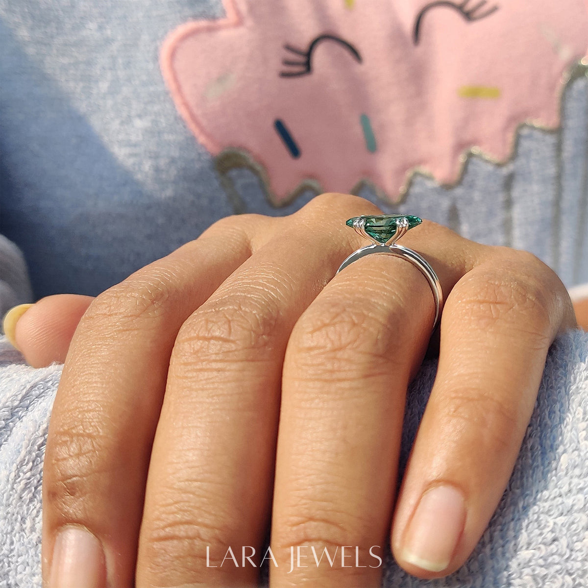 Lab grown marquise engagement ring in Solitaire Style, available in Silver. IGI certified, ethically sourced, handcrafted at Lara Jewels.
