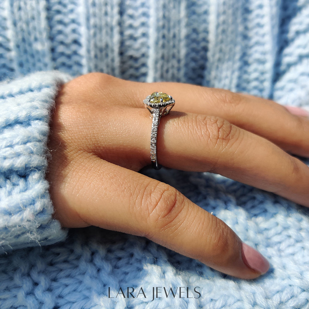 Lab grown heart engagement ring in Lara Jewels setting, available in Silver. IGI certified, ethically sourced, handcrafted at Lara Jewels.