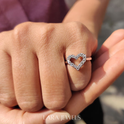 Lab grown round engagement ring in Round Cut Moissanite, available in Silver. IGI certified, ethically sourced, handcrafted at Lara Jewels.