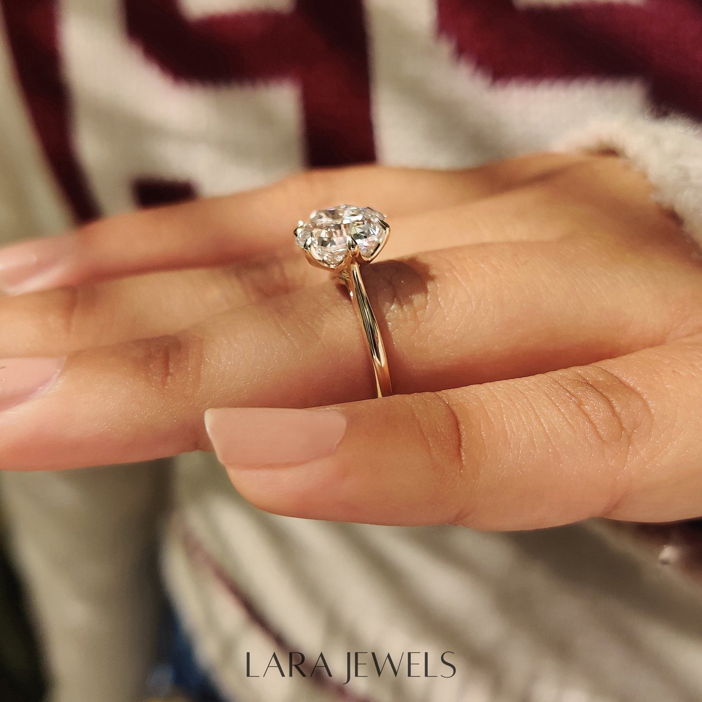 Lab grown hexagon engagement ring in Tulip Setting, available in Silver. IGI certified, ethically sourced, handcrafted at Lara Jewels.