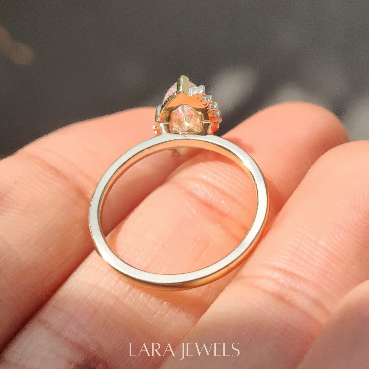 Lab grown marquise engagement ring in Milgrain Details, available in Silver. IGI certified, ethically sourced, handcrafted at Lara Jewels.