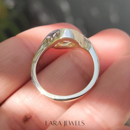 Lab grown marquise engagement ring in Bypass Setting, available in Silver. IGI certified, ethically sourced, handcrafted at Lara Jewels.