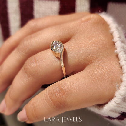 Lab grown marquise engagement ring in Bypass Setting, available in Silver. IGI certified, ethically sourced, handcrafted at Lara Jewels.