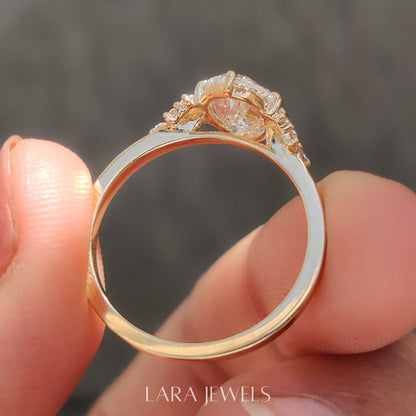 Lab grown oval engagement ring in Yellow Gold, available in Silver. IGI certified, ethically sourced, handcrafted at Lara Jewels.