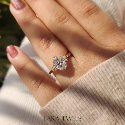 Lab grown oval engagement ring in Yellow Gold, available in Silver. IGI certified, ethically sourced, handcrafted at Lara Jewels.