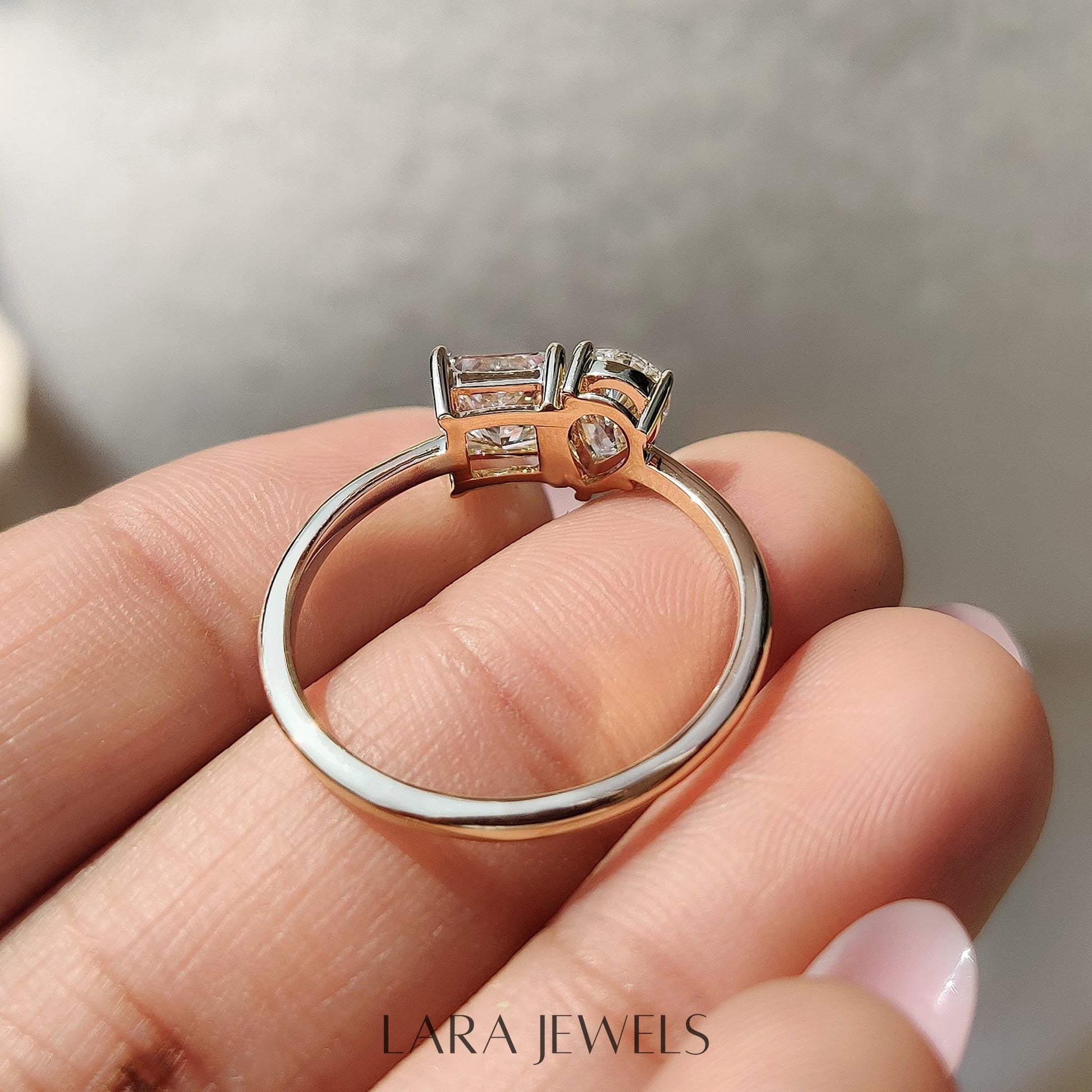 Lab grown princess engagement ring in Lara Jewels setting, available in Silver. IGI certified, ethically sourced, handcrafted at Lara Jewels.