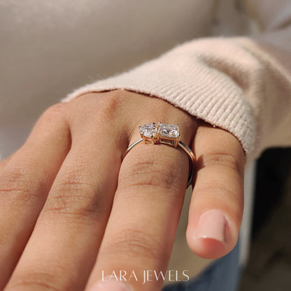 Lab grown princess engagement ring in Lara Jewels setting, available in Silver. IGI certified, ethically sourced, handcrafted at Lara Jewels.