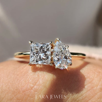 Lab grown princess engagement ring in Lara Jewels setting, available in Silver. IGI certified, ethically sourced, handcrafted at Lara Jewels.